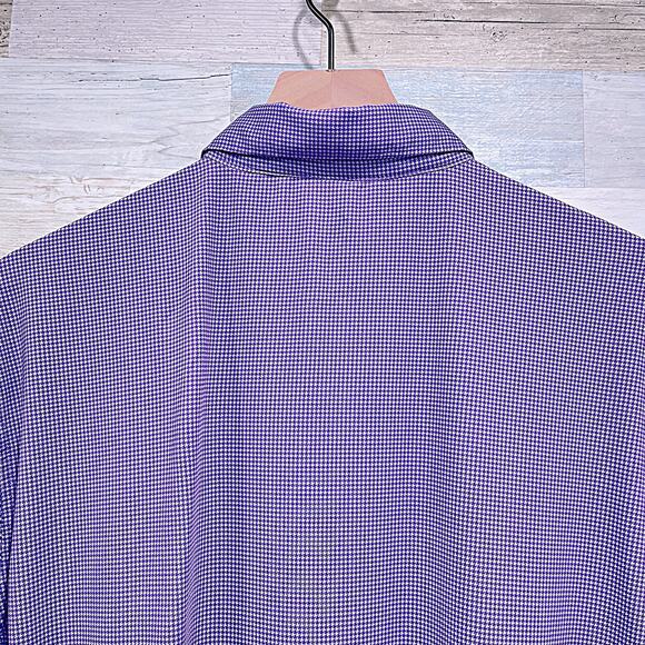 TURTLESON Performance Golf Polo Purple Houndstooth Country Club Mens Medium - Picture 6 of 7
